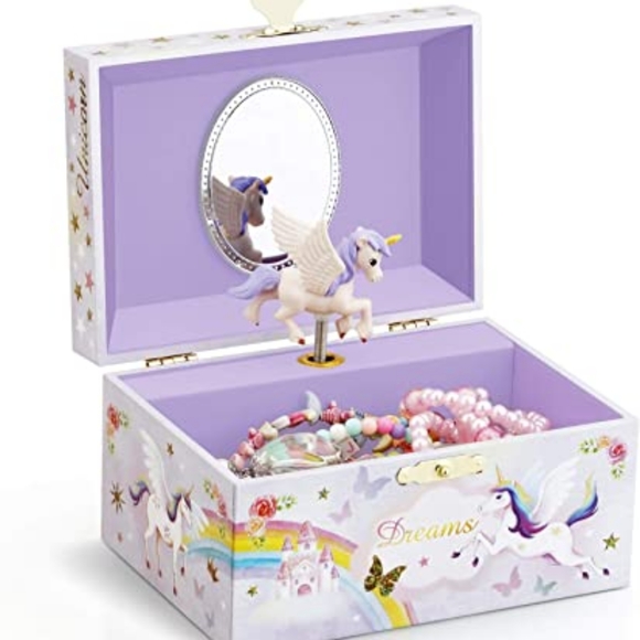 Musical Jewelry Glitter Storage Box and Jewelry Set for Little Girls with Spinni - Picture 2 of 4